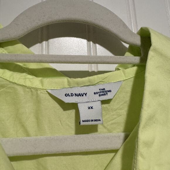 Old Navy Boyfriend Shirt Lime Green NEW Plus Size 2X - Picture 4 of 7
